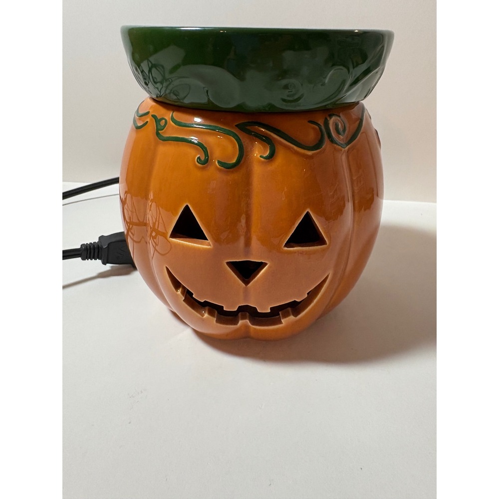 Scentsy Jack O Lantern Pumpkin Electric Wax Warmer Halloween Fall Orange Green